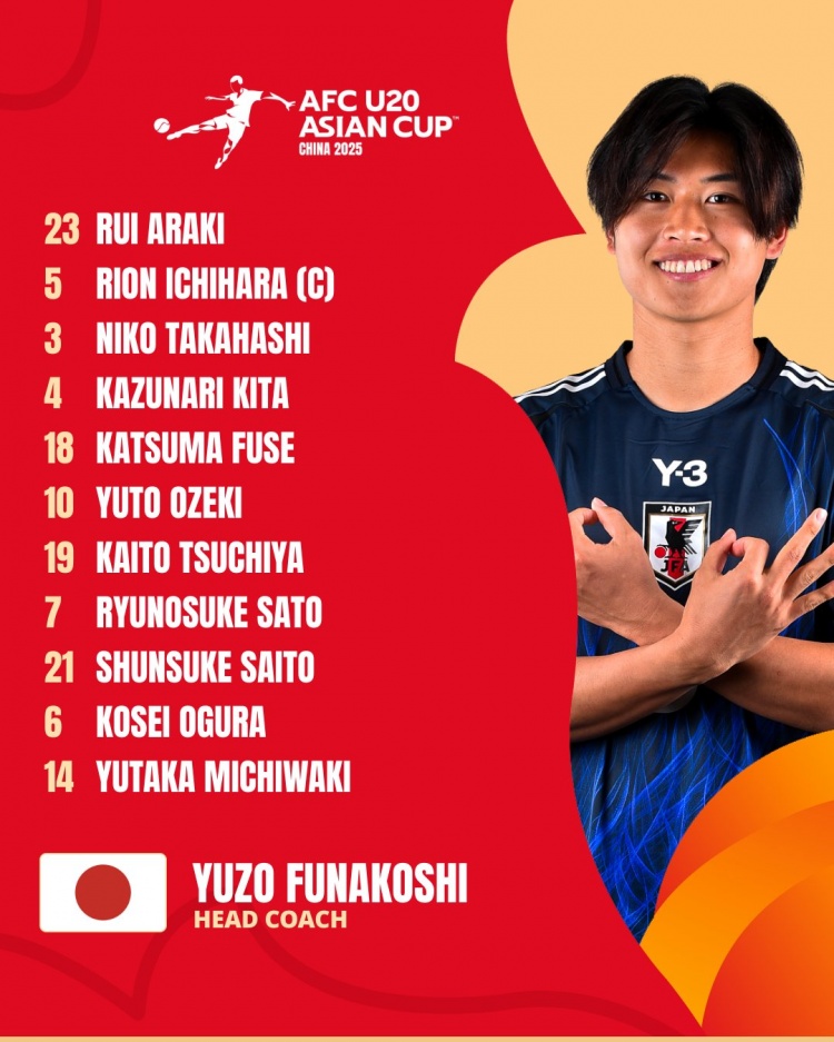  日本U20vs敘利亞U20首發(fā):高橋仁胡、佐藤龍之介出戰(zhàn) 高岡伶颯替補